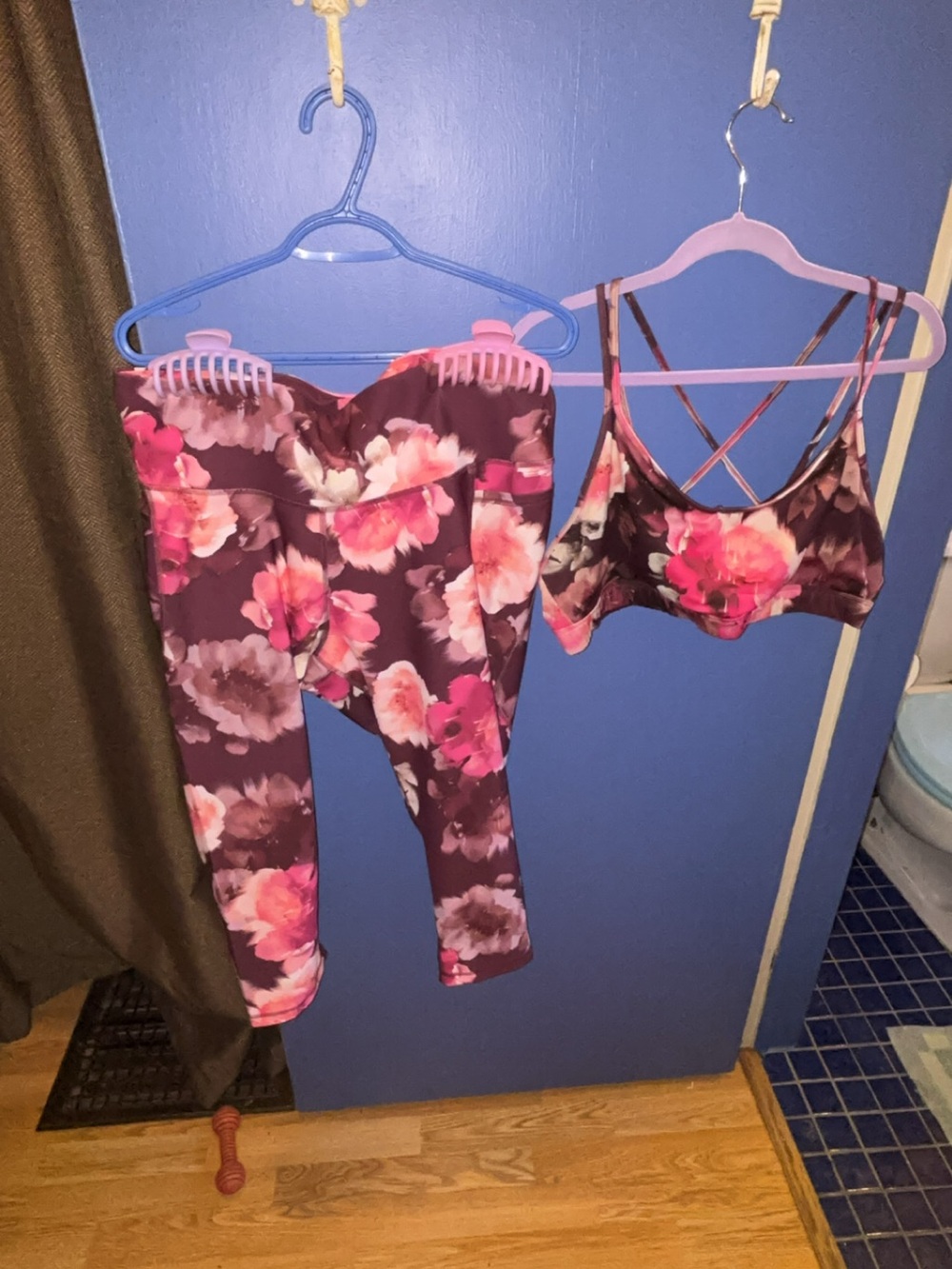 Old Navy Purple Floral Bralette and Leggings Set